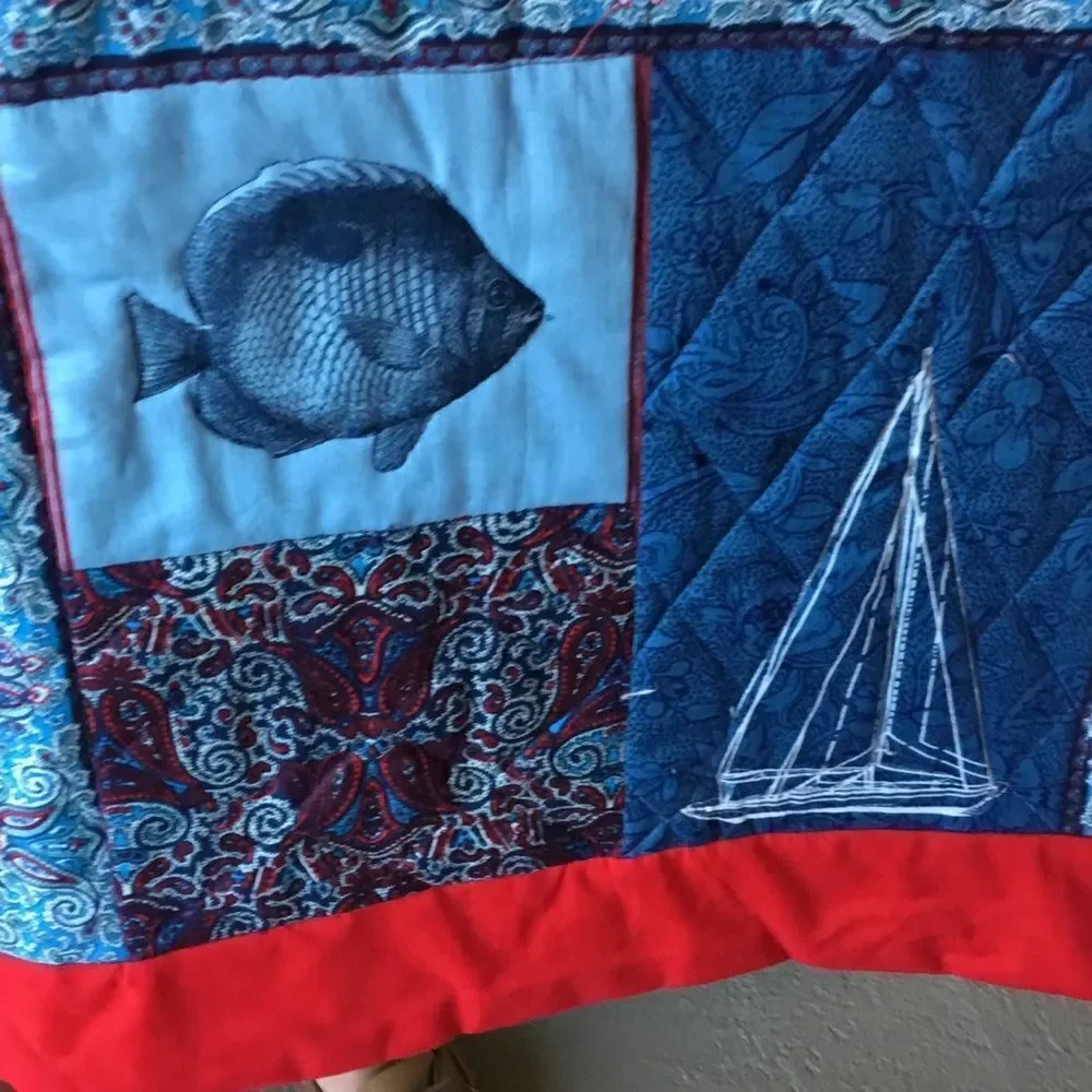 NWT. Hand Crafted Nautical Lap Quilt